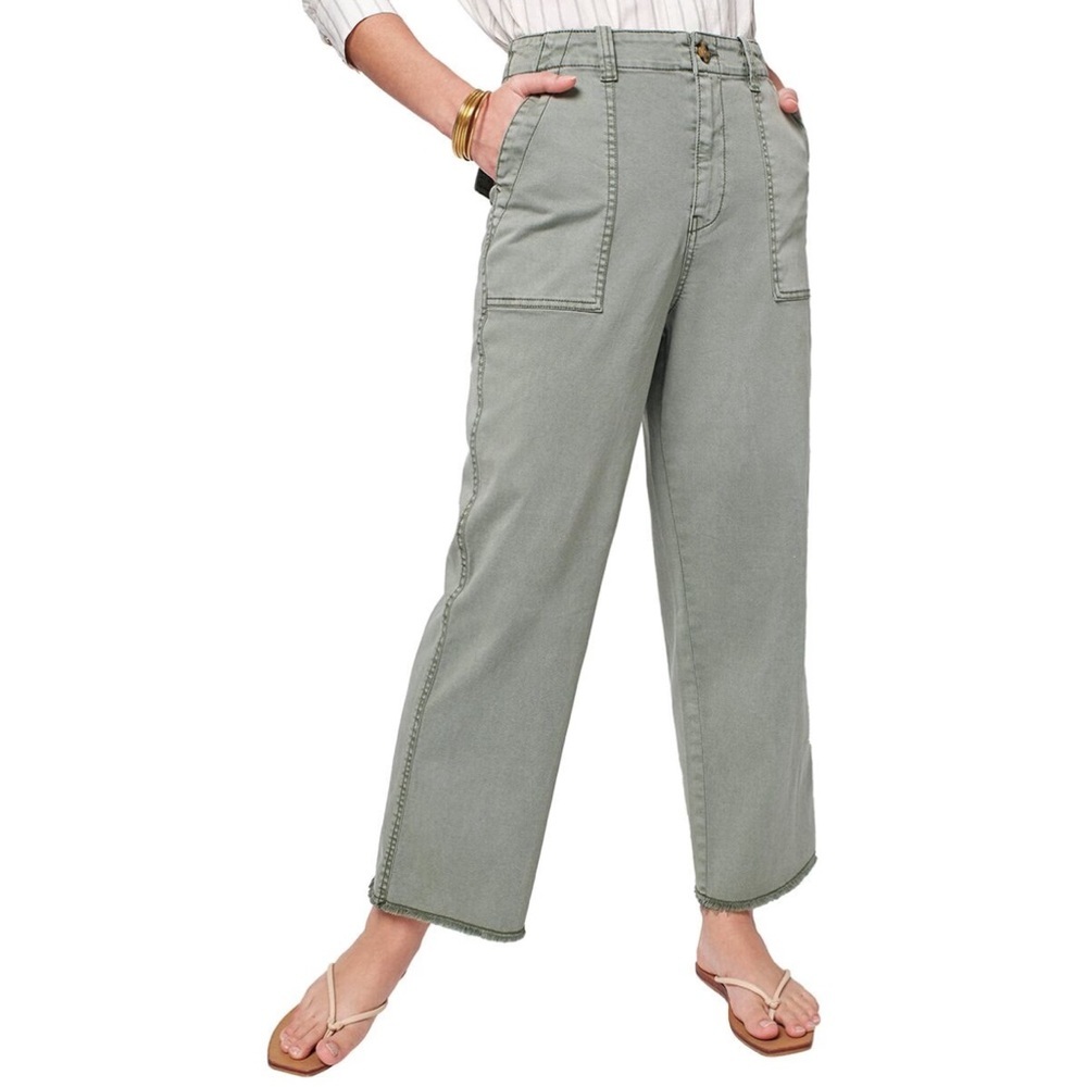 Faherty Utility Pant Light Green Wide Leg Cropped Jean